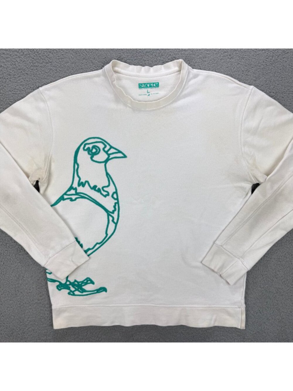 Staple Pigeon Sweatshirt Mens Large L White Logo Fleece Sweater Streetwear Jeff